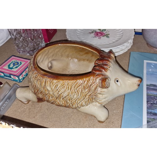 138 - 12”/30 cm long ceramic hedgehog shaped planter/plant pot holder