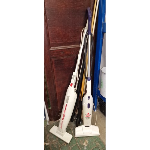 147 - 2 x working Bissell magic broom featherweight upright vacs