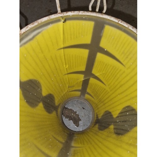 165 - Vintage coated metal ceiling light with shade – crack in glass