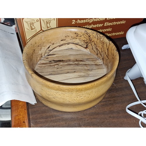 168 - 7” diameter retro spalted beech turned fruit bowl