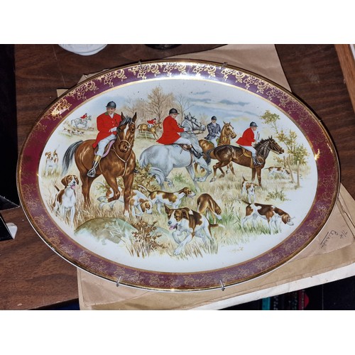 181 - 30.5 x 23.5 cm Brooks Brothers hunting scene oval plate