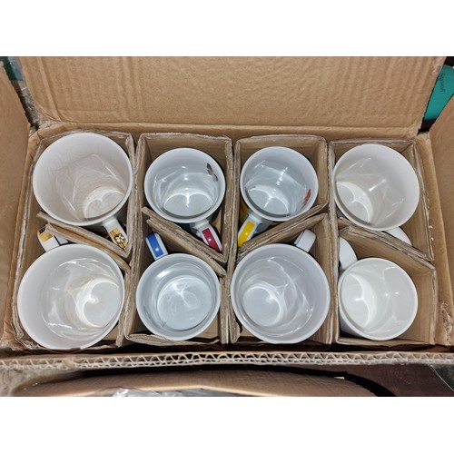 187 - Box containing 8 x assorted unused mugs – 3 x matching, 1 x pair and 3 x other individual