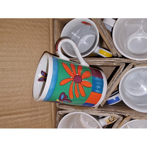 187 - Box containing 8 x assorted unused mugs – 3 x matching, 1 x pair and 3 x other individual