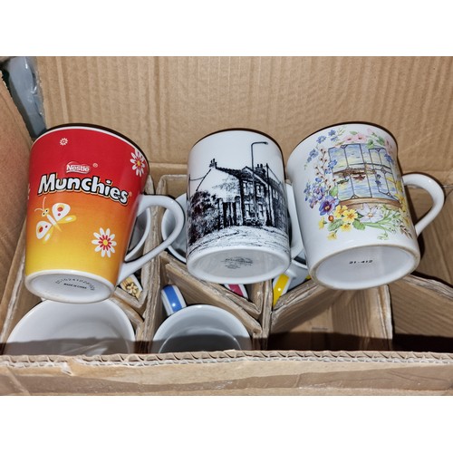 187 - Box containing 8 x assorted unused mugs – 3 x matching, 1 x pair and 3 x other individual