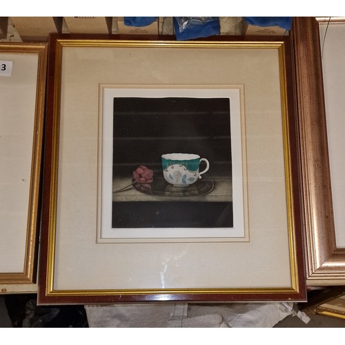 193 - 41.5 x 46 cm framed and double mounted limited edition print (18/100) after original still life stud... 