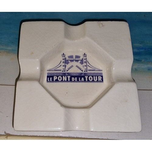 211 - 11.5 x 11.5 cm Naldrett McMinn ‘Le pont de la tour’ ash tray – small chip and couple of minor nibble... 