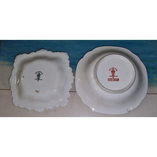 215 - 11 x 11 cm flat and 12 x 12 cm deep (chip on underside rim) Royal Crown Derby dishes