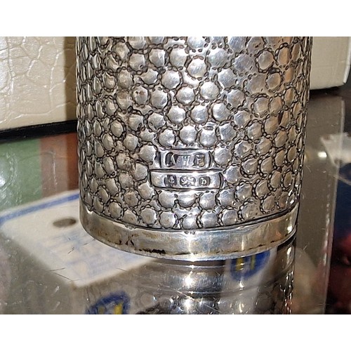 382 - 1901 AWP Birmingham hallmarked silver cased gentlemans  bottle - stopper stuck tight