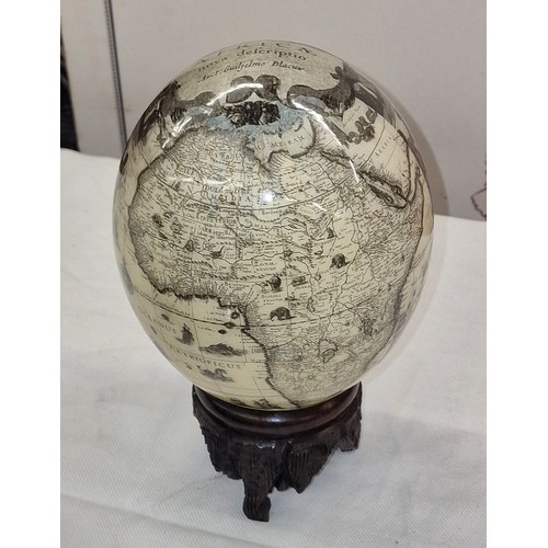 163 - Julie Morgan African map  ostrich egg on stand