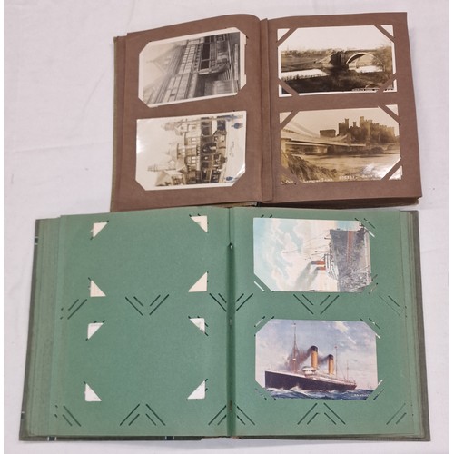 146 - 2 x turn of the century postcard albums and bundle of assorted loose postcards - large has 2 per pag... 