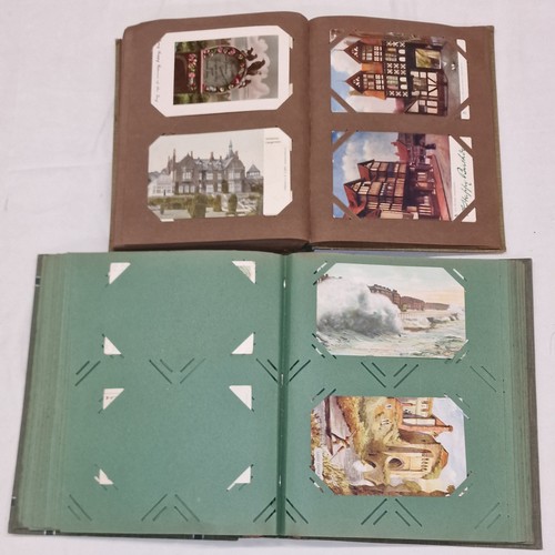 146 - 2 x turn of the century postcard albums and bundle of assorted loose postcards - large has 2 per pag... 