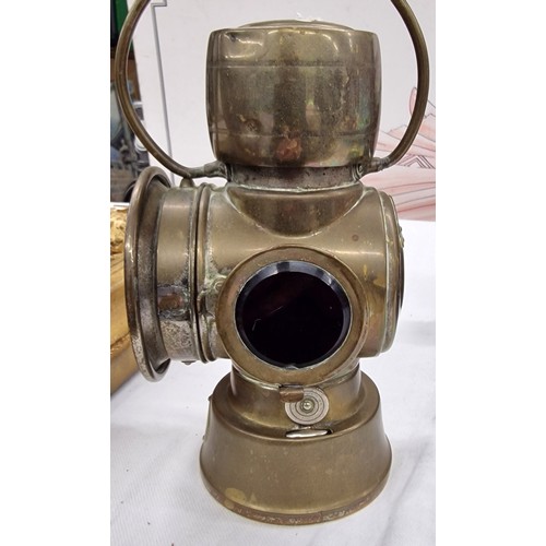 166 - Vintage brass Lucas lantern