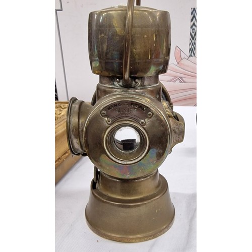 166 - Vintage brass Lucas lantern