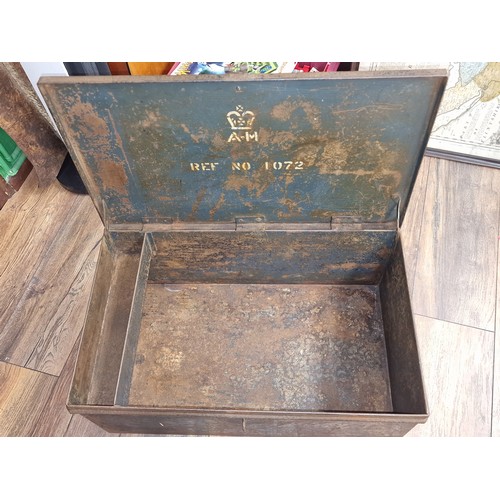 193 - 63 x 38 x 27 cm old metal military trunk/box