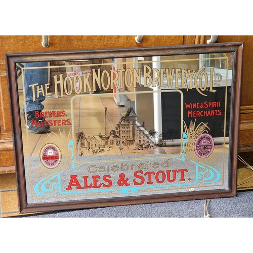 482 - 65 x 47 cm framed Hook Norton Brewery Co pub mirror