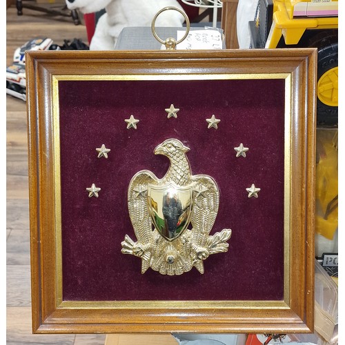 23 - 35 x 35 cm mounted brass phoenix and stars plaque