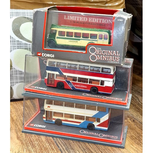 58 - 1 x boxed and cased & 2 x just cased - mint - Corgi original omnibus limited edition models