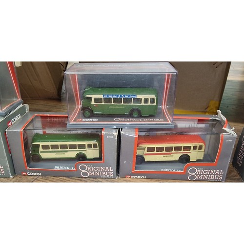 155 - 2 x boxed and cased & 1 x just cased Corgi original omnibus limited edition models