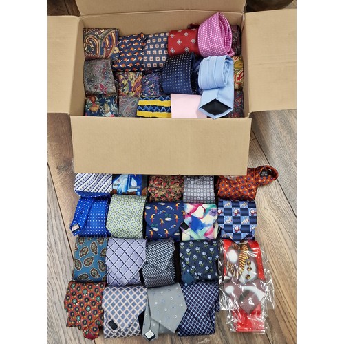 191 - Box of 73 x assorted non-designer but good quality silk and polyester gents novelty and formal wear ... 