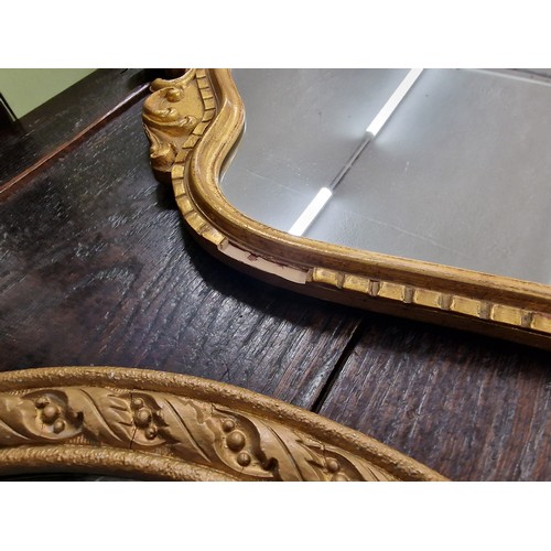 388 - 41.5 x 75 cm ornate gold framed (minor damage) and other 43.5 cm gold framed wall mirrors