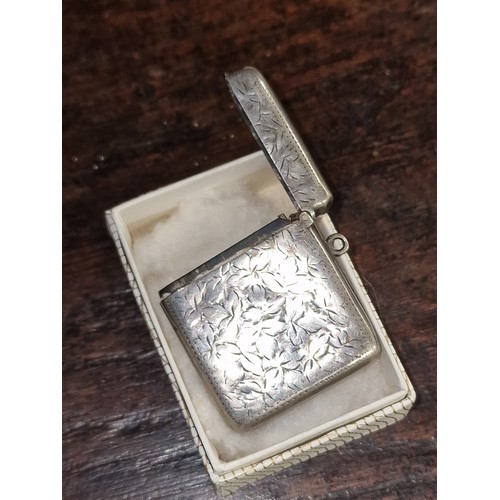 234 - 1907 WH Birmingham hallmarked silver vesta case with initials one side