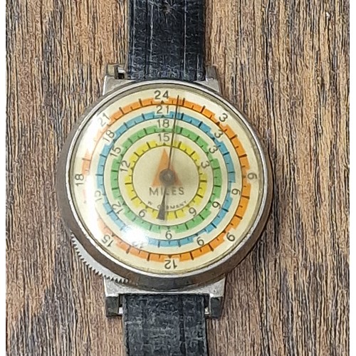 121 - vintage Miles West German wrist worn pedometer with leather strap