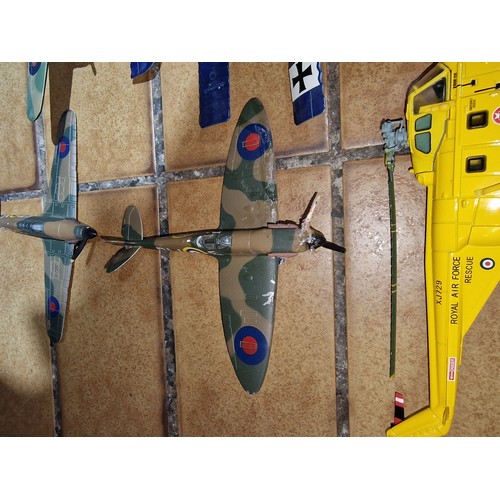 77 - Collection of assorted model fighter planes and helicopter in varying conditions, to include 2 WWII ... 