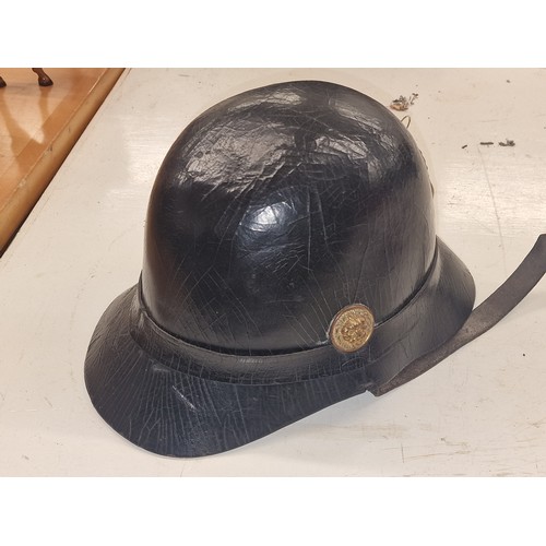 60 - Old leather French? firemans helmet