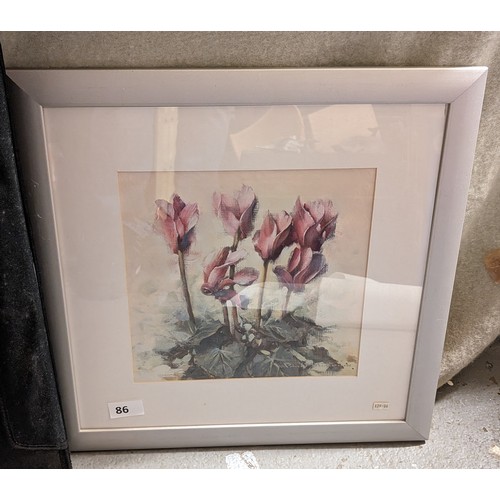 86 - 53 x 53 cm framed and mounted modern wild flowers painting print