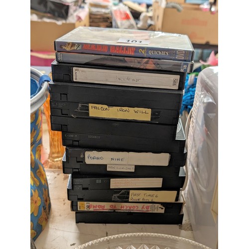 101 - Bundle of what appear to be home recorded male-male gay VHS tapes and 2 x DVDs