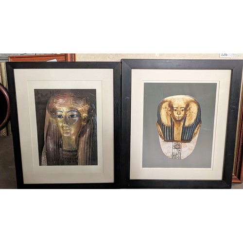 125 - 45.5 x 55.5 cm and one slightly smaller framed and mounted Egyptian relic pictures