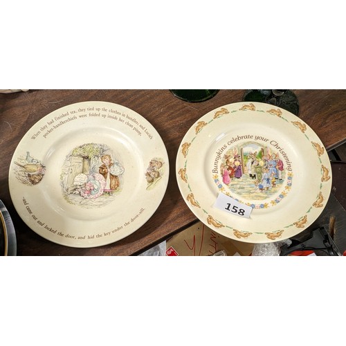 158 - Doulton bunnmykins and Wedgwood mrs tiggy-winkle plates