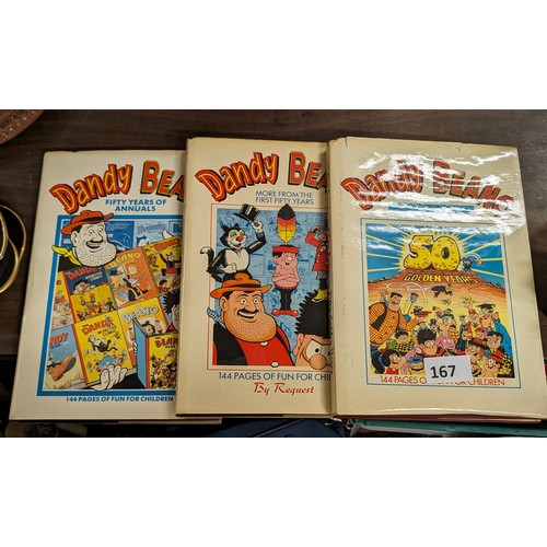 167 - Set of 3 x Dandy Beano golden jubilee hard back books