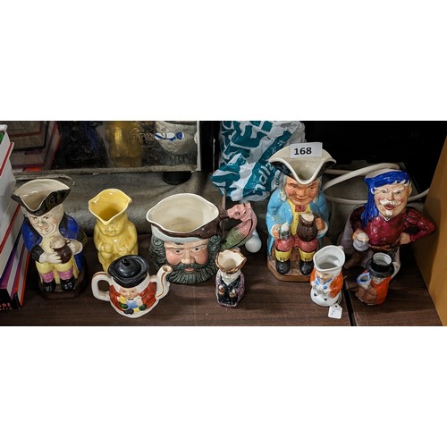 168 - Collection of 10 x assorted size and make character and toby jugs