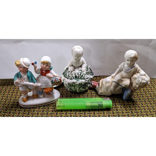 196 - 3 x late 19th century small children figures