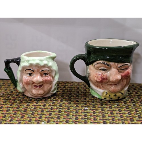 202 - 2 x rare Artone miniature double faced character jugs