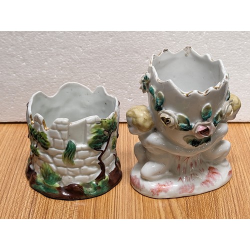 232 - Victorian castle and other children back to back spill vases