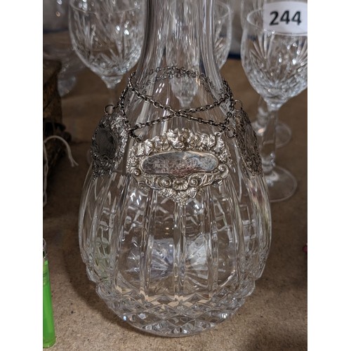 244 - Crystal decanter with 6 x glasses