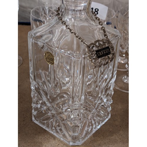 248 - Crystal decanter with 6 x glasses