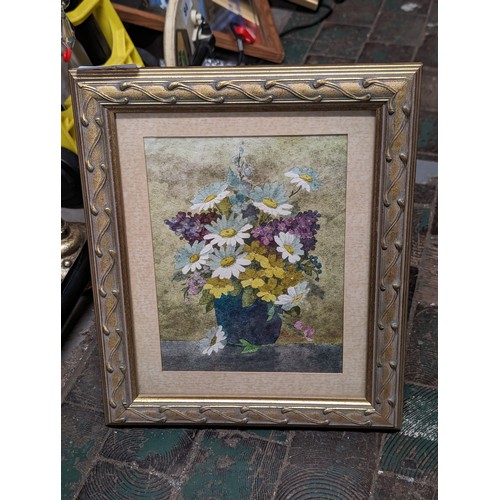 307 - 25 x 30.5 cm framed unsigned flowers in pot still life water colour painting