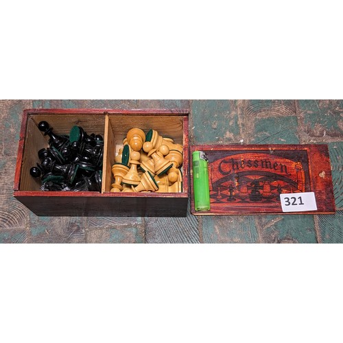 321 - Wooden chess set in wooden box