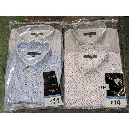 324 - 2 x new George gents shirt twin packs size 15.5 collar