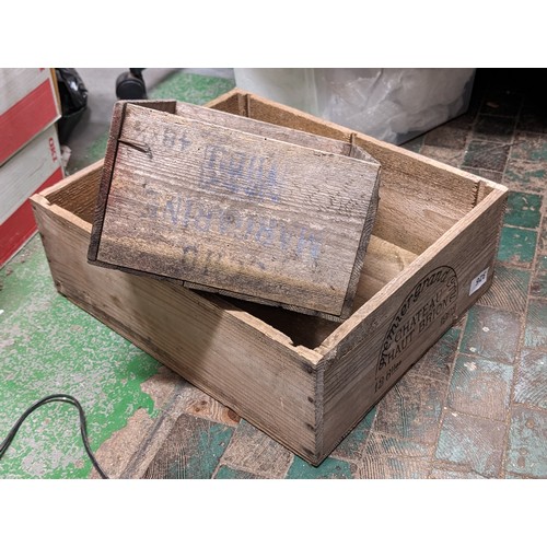 326 - Chateau Haut Brion wooden crate and British made margarine wooden crate