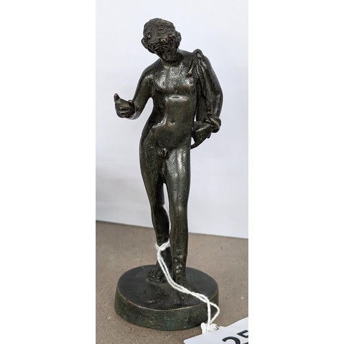 25 - 13 cm tall small unsigned bronze sculpture of Narcissus