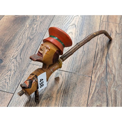 438 - Folk art style large wooden figurehead pipe made in Malta