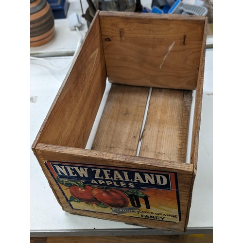 392 - 49 x 31 cm vintage wooden New Zealand apples fruit crate