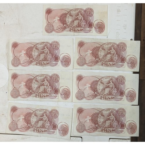 244 - 7 x UK O' Brien 10 shilling notes