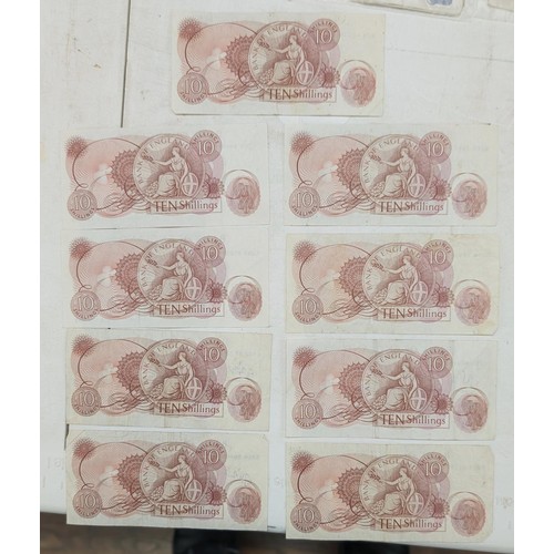 246 - 9 x Fforde UK 10 shilling notes