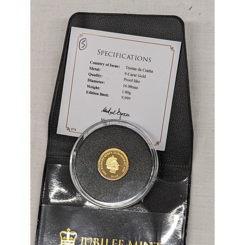 316 - Jubilee Mint 2013 Tristan Da Cunha 9 carat gold proof-like coin - coronation 60th anniversary