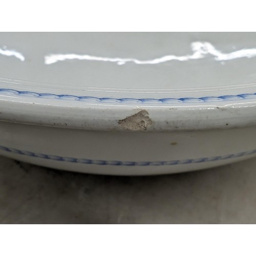 270 - 39 cm diameter large Copeland Limoges blue and white pattern wash bowl - couple of very minor nicks ... 